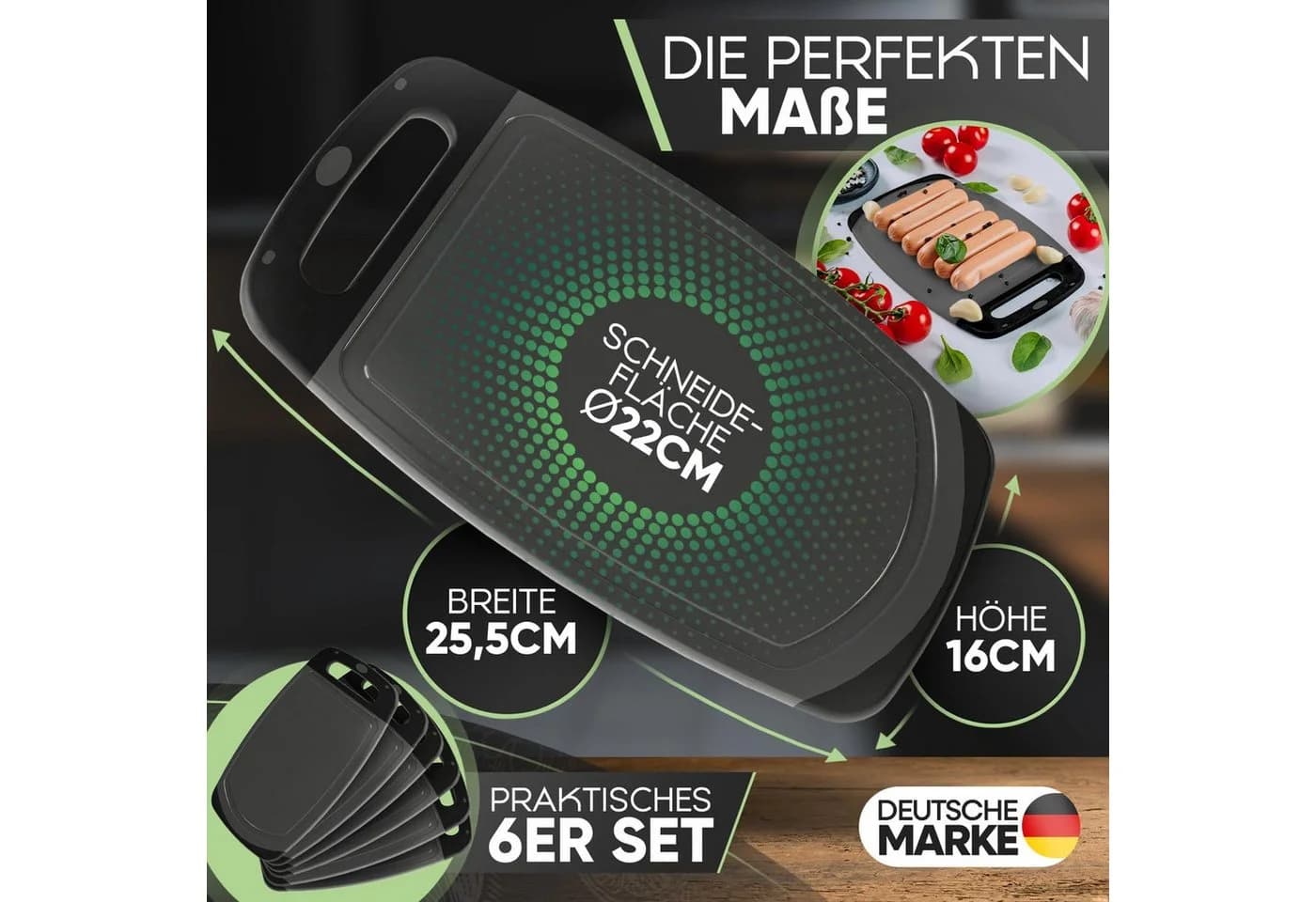 Loco Bird Schneidbrett-Set 6-tlg. Kunststoff BPA-frei mit Ständer