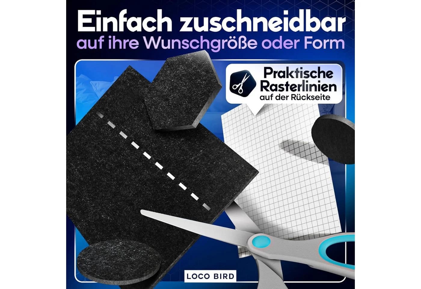 Loco Bird Filzgleiter Selbstklebend Schwarz 8 Stück - Bild 4