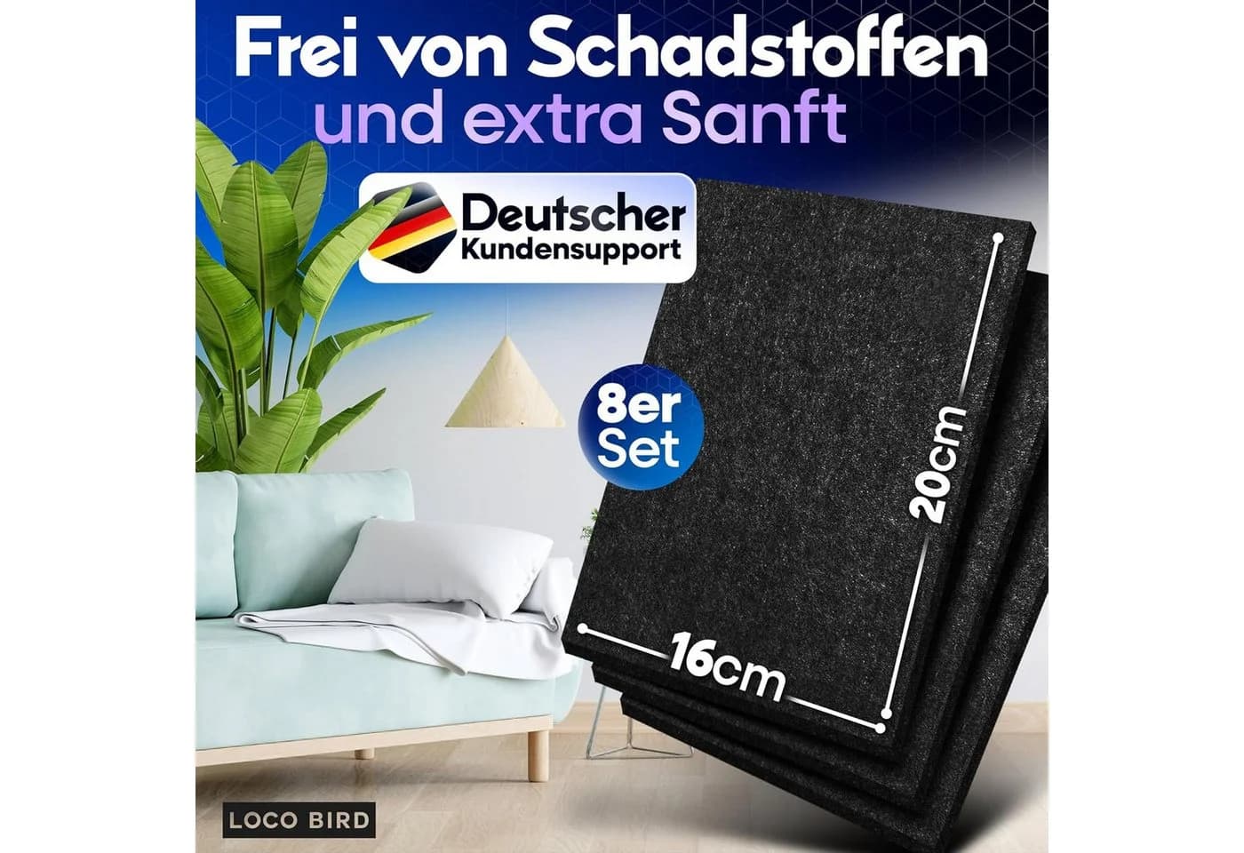 Loco Bird Filzgleiter Selbstklebend Schwarz 8 Stück - Bild 5
