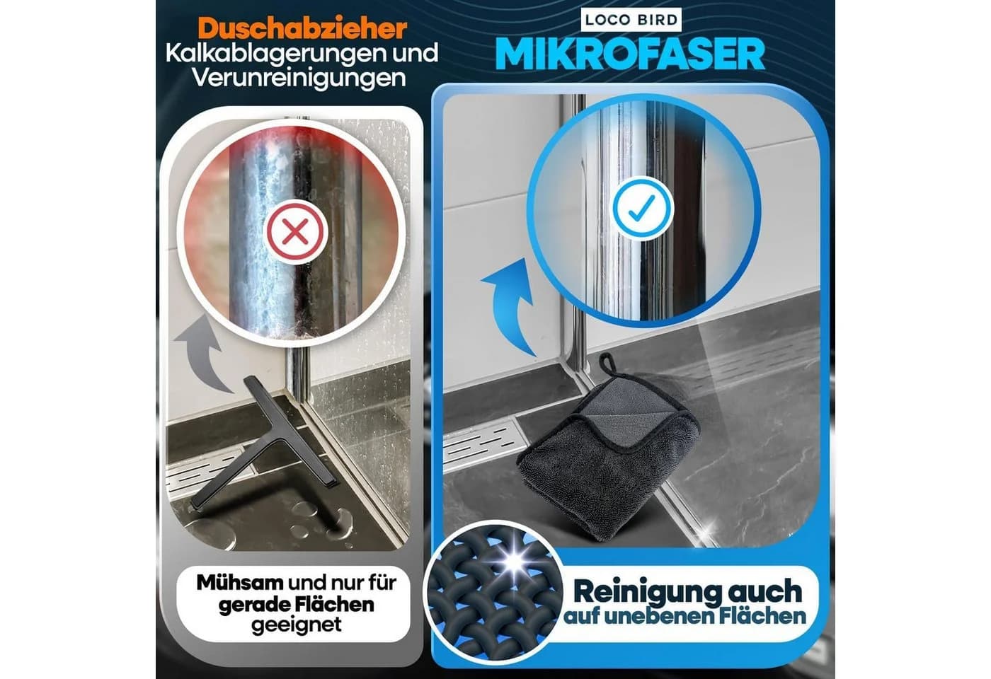 Loco Bird Trockentuch Microfaser Grau 600GSM 3-tlg. - Bild 5