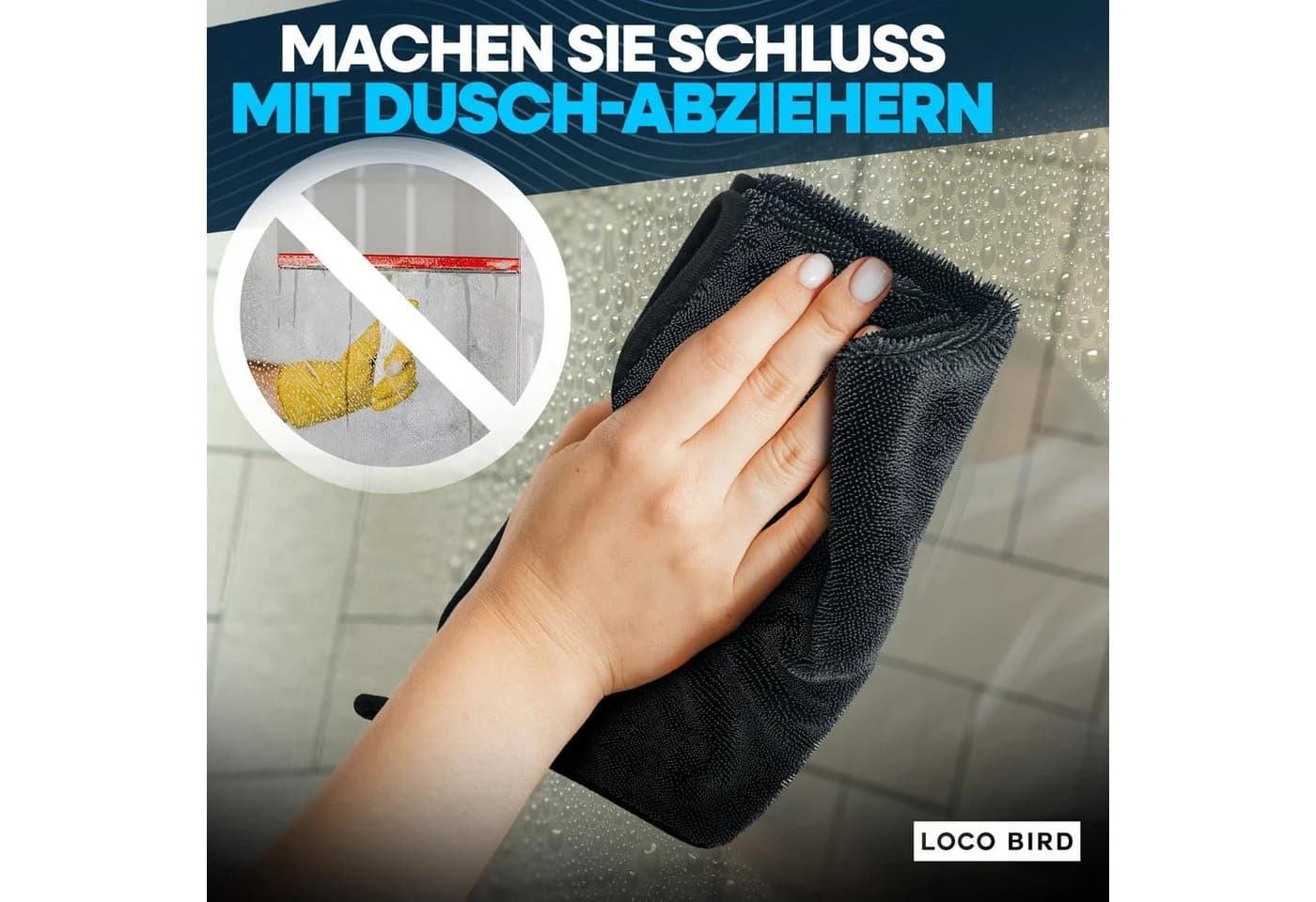 Loco Bird Mikrofaser Trockentuch & Spiegeltuch Spar-Set 4-tlg. streifenfrei