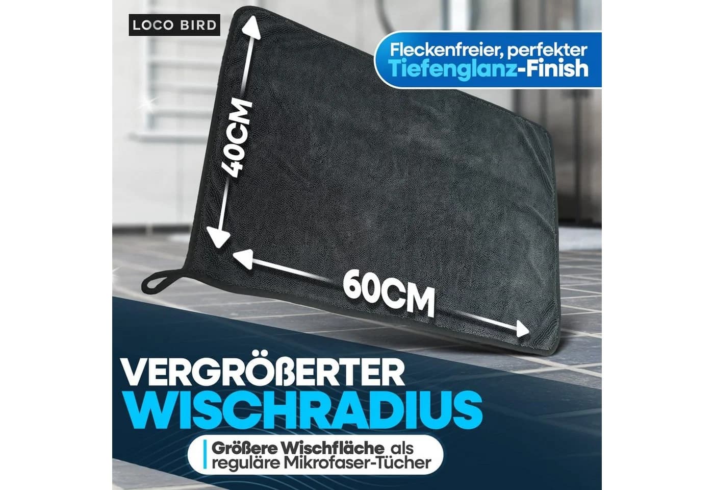 Loco Bird Mikrofaser Trockentuch & Spiegeltuch Spar-Set 4-tlg. streifenfrei - Bild 4