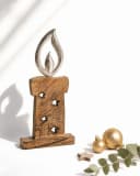 Wurm Weihnachtsfigur Dekofigur Kerze aus Holz und Metall Braun Silber Bild 1