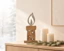 Wurm Weihnachtsfigur Dekofigur Kerze aus Holz und Metall Braun Silber Bild 3