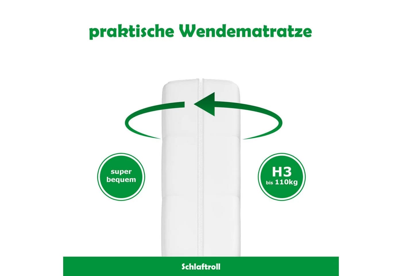 Schlaftroll Kaltschaummatratze 15 cm H2/H3 7-Zonen Wendematratze - Bild 5