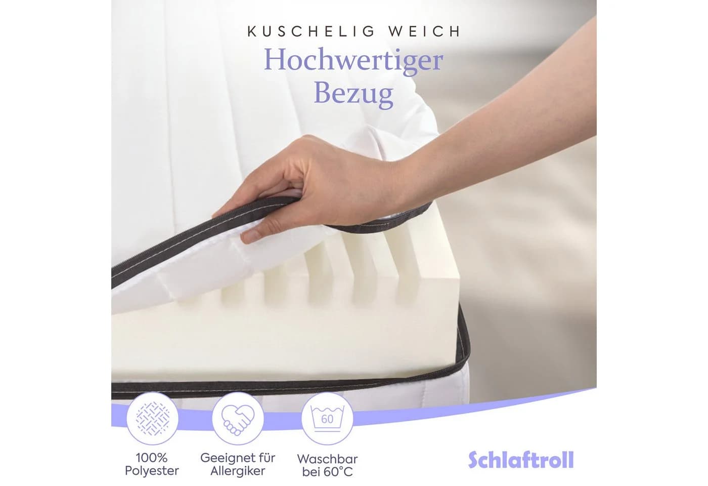 Schlaftroll Kaltschaummatratze 7-Zonen Weiß H2/H3 - Bild 5