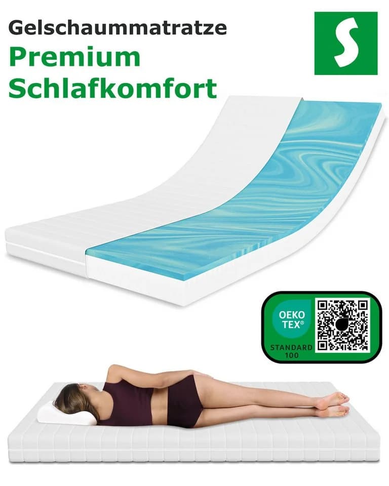 Schlaftroll Gelschaummatratze 15 cm Höhe, Härtegrad H2/H3, Allergikerfreundlich