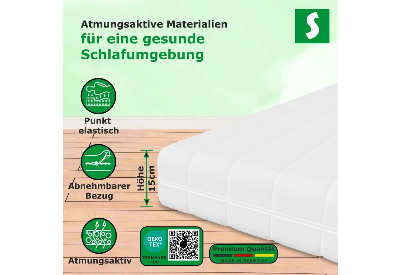 Schlaftroll Gelschaummatratze 15 cm Höhe, Härtegrad H2/H3, Allergikerfreundlich - Bild 4