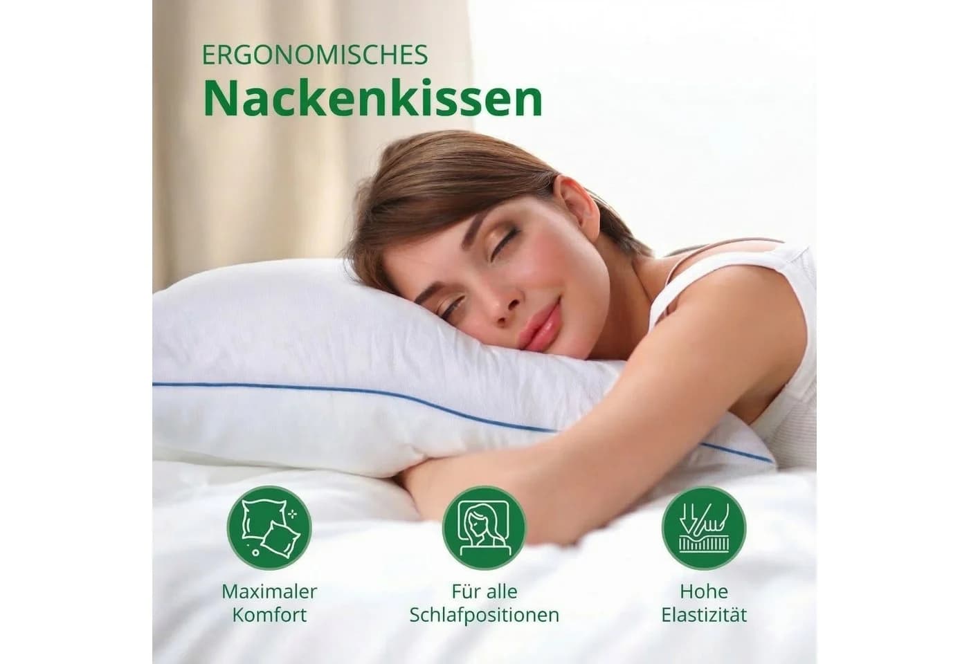 Schlaftroll Premium Kopfkissen 40x80cm TPE Memory-Schaum