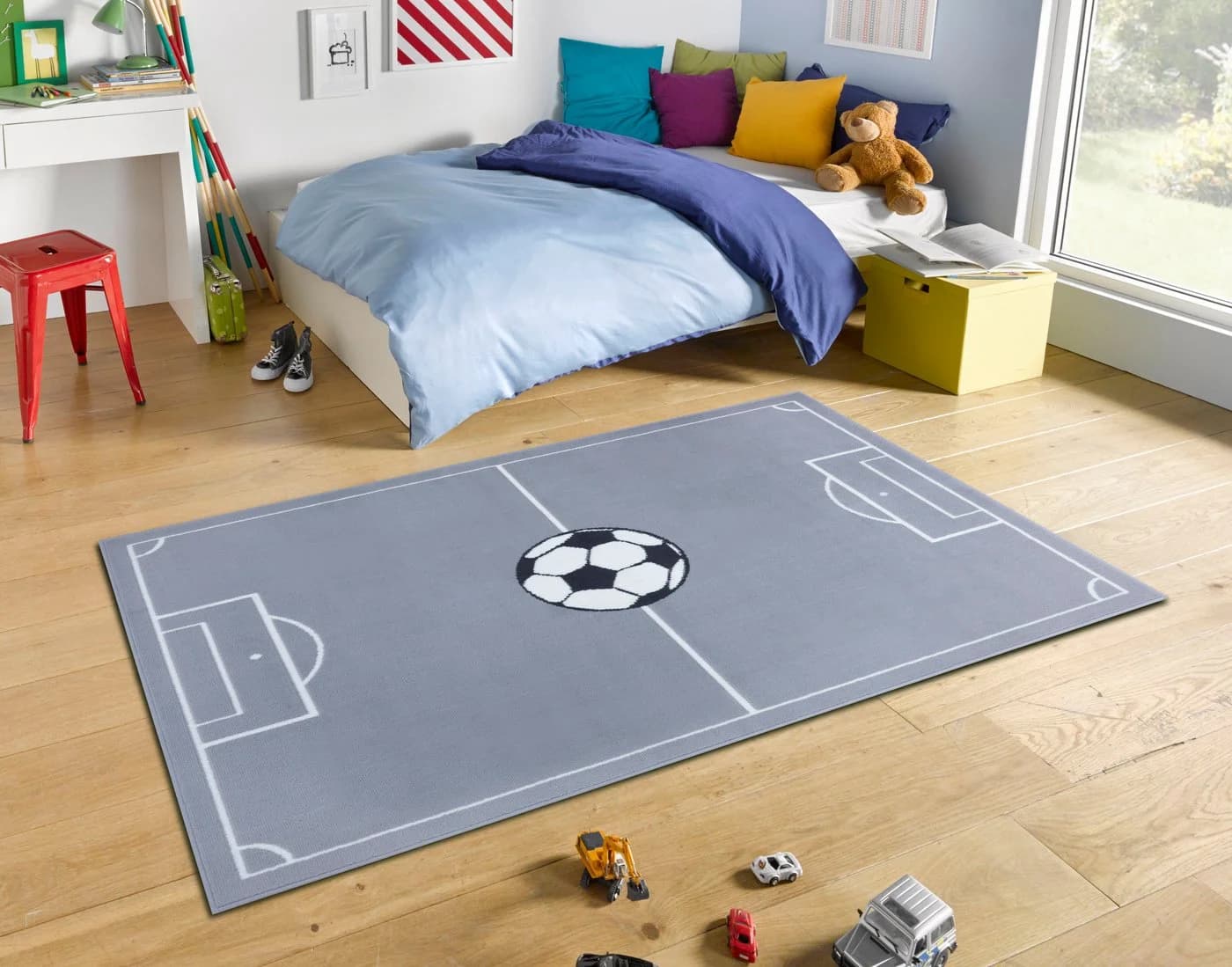 HANSE HOME Teppich Estadio Grau Schwarz Kurzflor Kinderzimmer - Bild 2