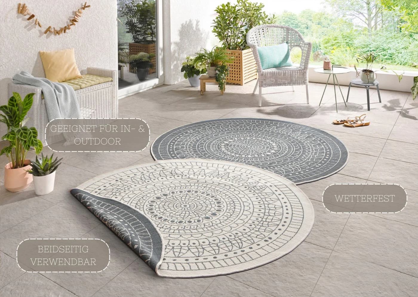 Hanse Home Porto Wendeteppich Grau Rund 240cm - Bild 3