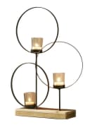 Dekoleidenschaft Windlicht Ringe Metall Schwarz Holzsockel Bild 2