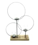 Dekoleidenschaft Windlicht Ringe Metall Schwarz Holzsockel Bild 3