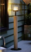 Dekoleidenschaft Windlichtsäule Kugel Holz Metall Schwarz 85 cm Bild 1