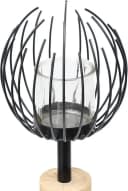 Dekoleidenschaft Windlichtsäule Kugel Holz Metall Schwarz 85 cm Bild 3
