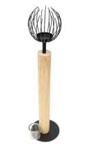 Dekoleidenschaft Windlichtsäule Kugel Holz Metall Schwarz 85 cm Bild 4