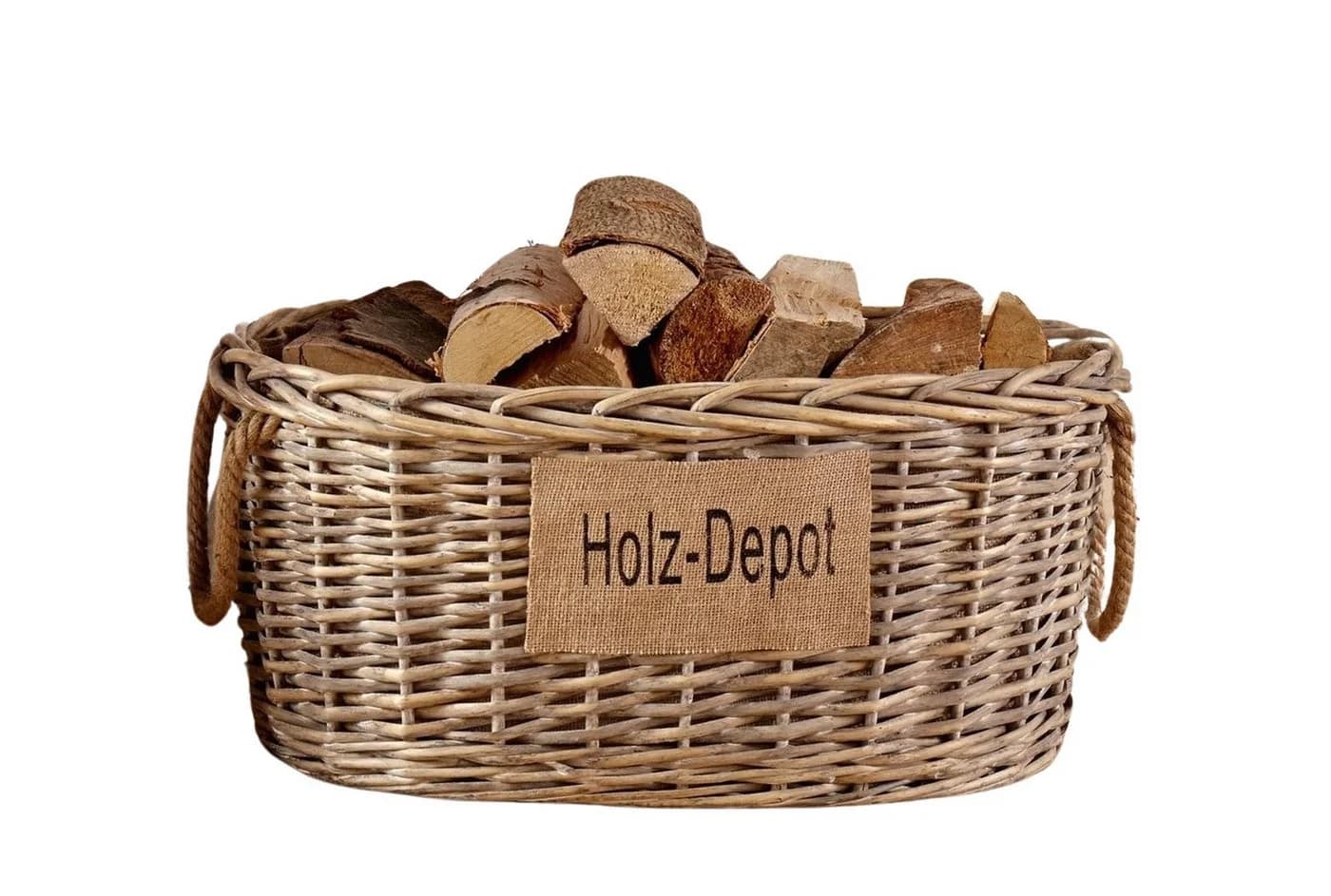 Dekoleidenschaft Kaminholzkorb Weide Grau Shabby Look - Bild 2