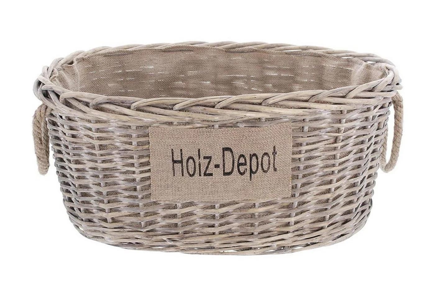 Dekoleidenschaft Kaminholzkorb Weide Grau Shabby Look - Bild 4