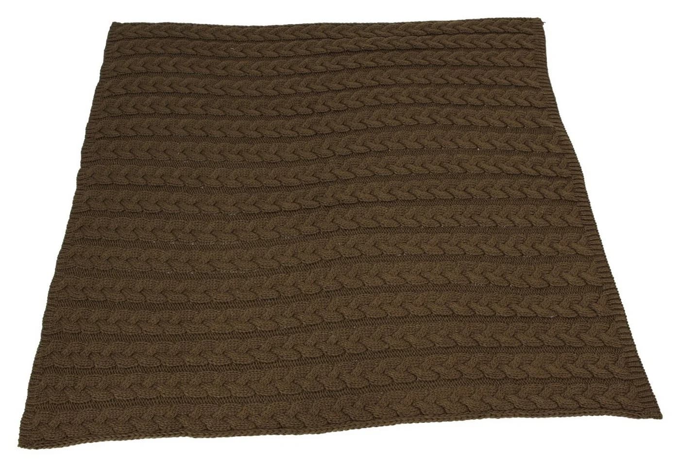 Dekoleidenschaft Kuscheldecke Mocca Braun Stickmuster 127x152 cm Sofadecke