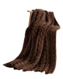 Dekoleidenschaft Kuscheldecke Mocca Braun Stickmuster 127x152 cm Sofadecke Bild 2