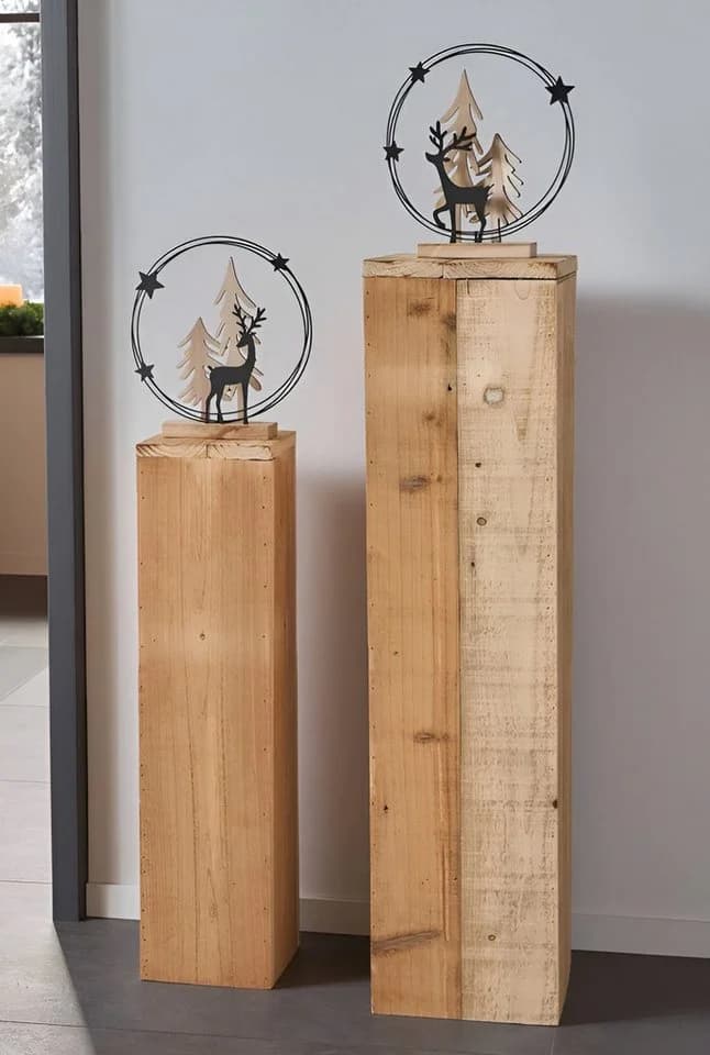 Dekoleidenschaft Dekosäule Rustikal Set 2 St. aus recyceltem Holz - Bild 5