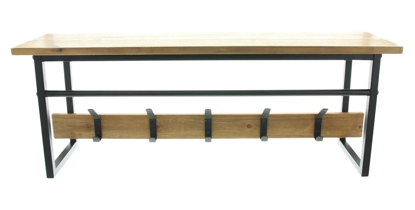 Dekoleidenschaft Wandgarderobe Industrial Schwarz Metall Holz - Bild 1
