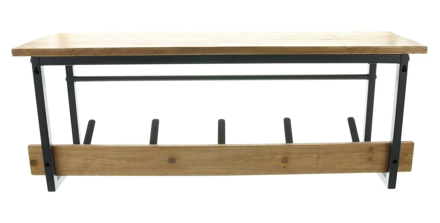 Dekoleidenschaft Wandgarderobe Industrial Schwarz Metall Holz - Bild 4