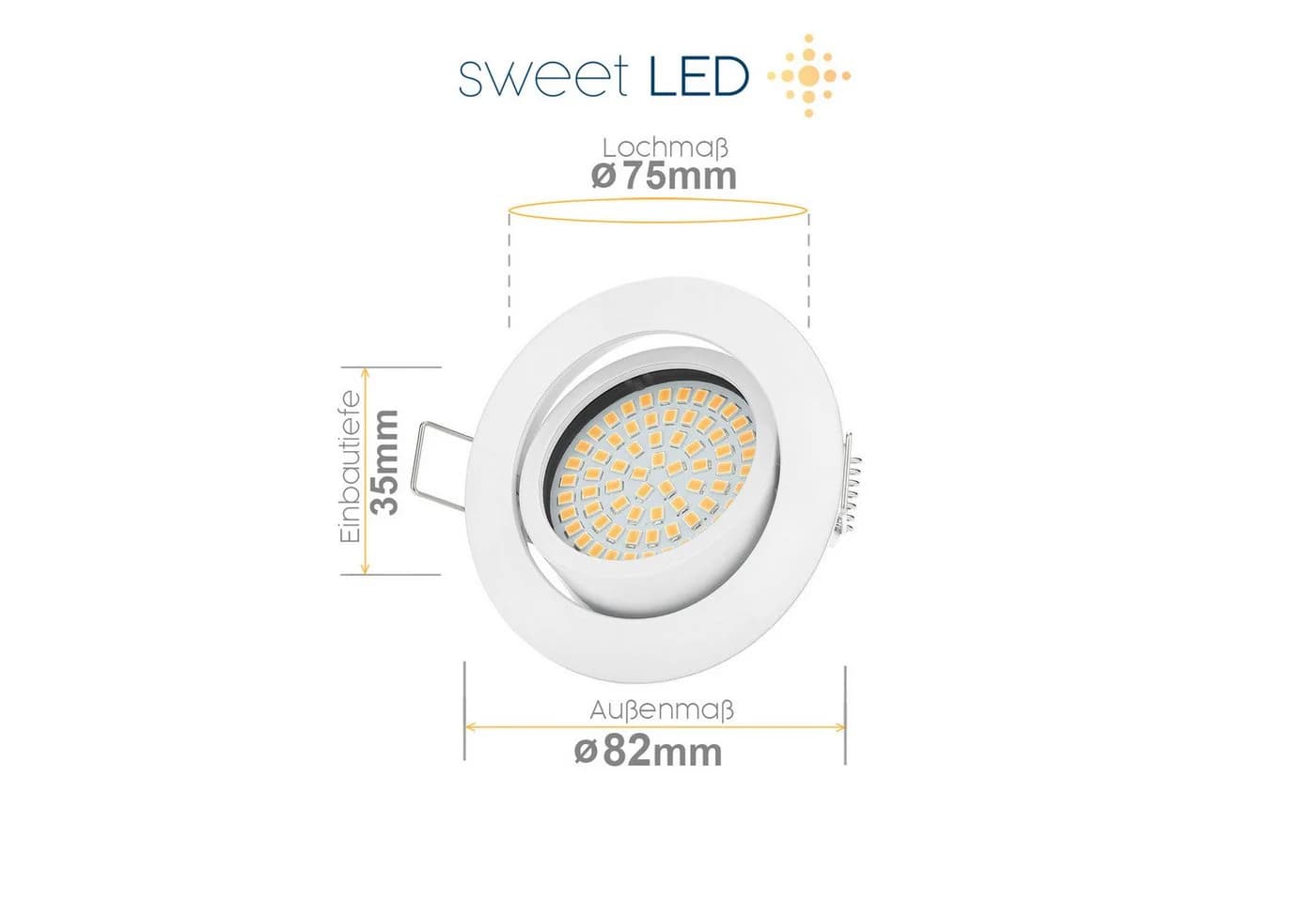 Sweet LED Einbaustrahler 6er Set weiß dimmbar 5W warmweiß - Bild 3