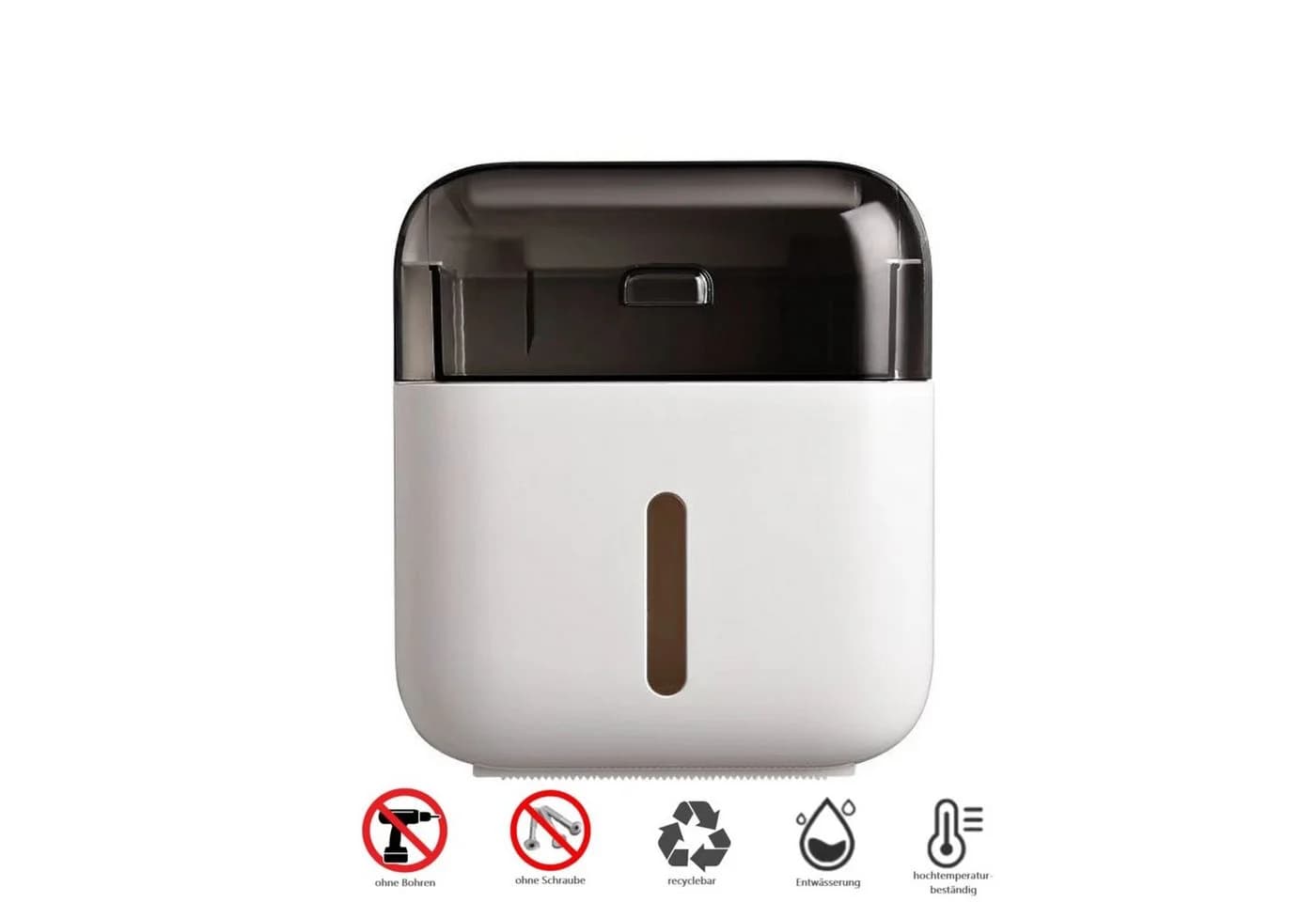 Creliv Toilettenpapierhalter 3-in-1 Weiß Transparent mit Ablage