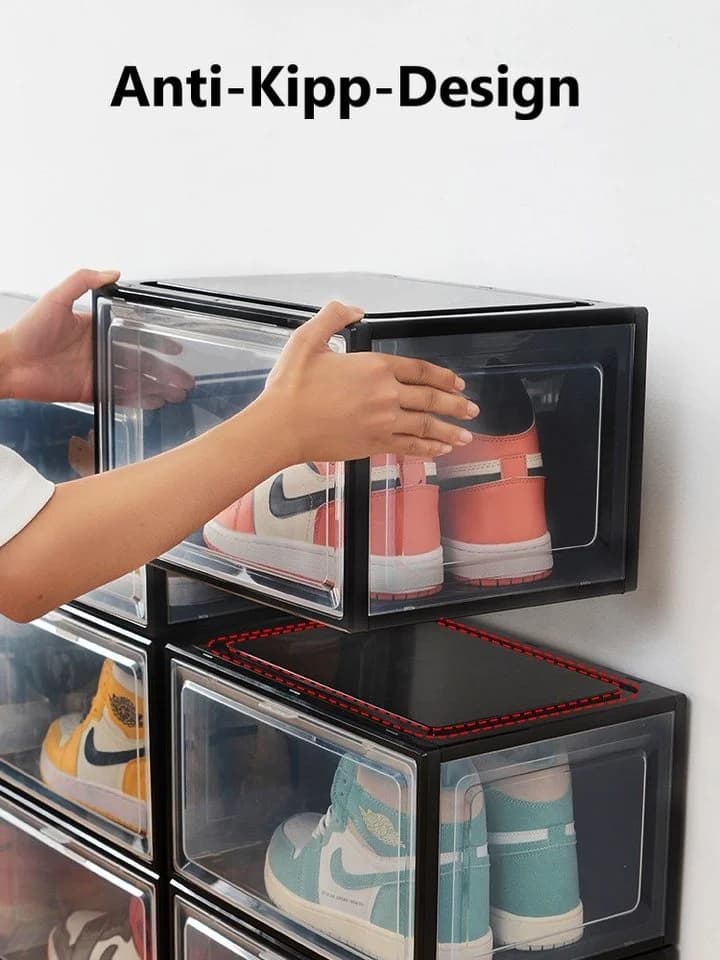 Creliv Schuhbox mit Magnettür Stapelbar Transparent Schwarz - Bild 3