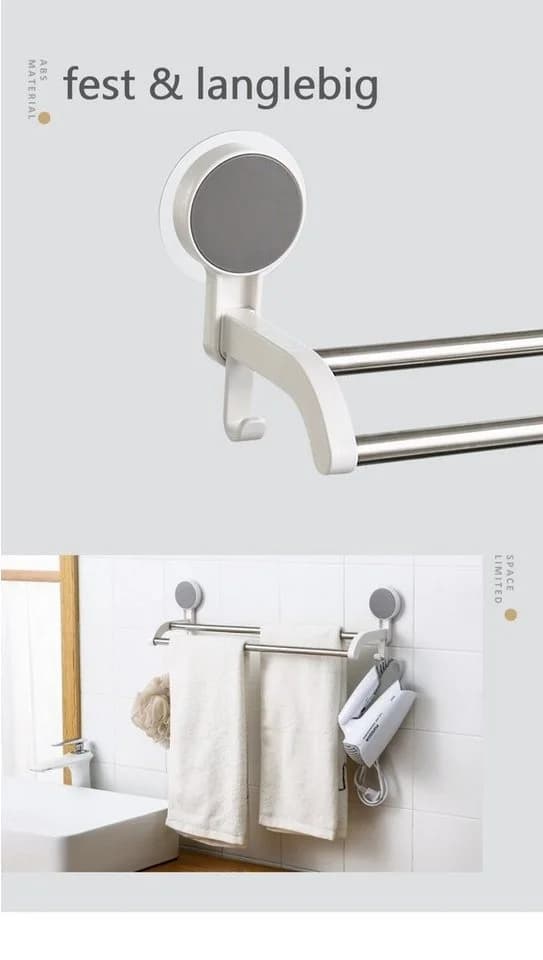 Creliv Handtuchhalter mit 2 Haken, Selbstklebend, WC-Deckelheber als GRATIS - Bild 3