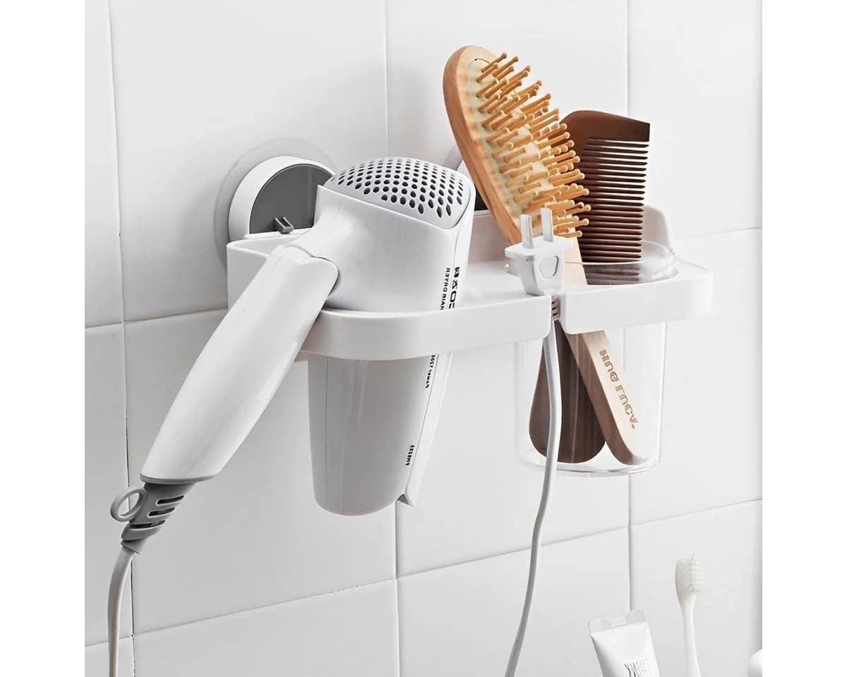 Creliv Haartrocknerhalter Fön Ständer mit Becher, Selbstklebend, WC-Deckelheber als GRATIS - Bild 3