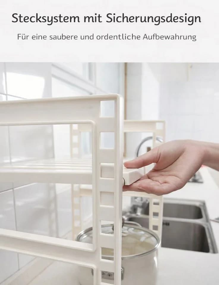 CRELIV Küchenregal Ausziehbar Höhenverstellbar Weiß 2 Ebenen - Bild 3