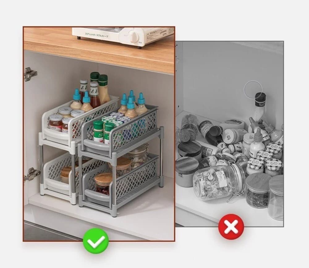 Creliv Aufbewahrungskorb Standregal mit 2 Körben Weiß - Bild 3