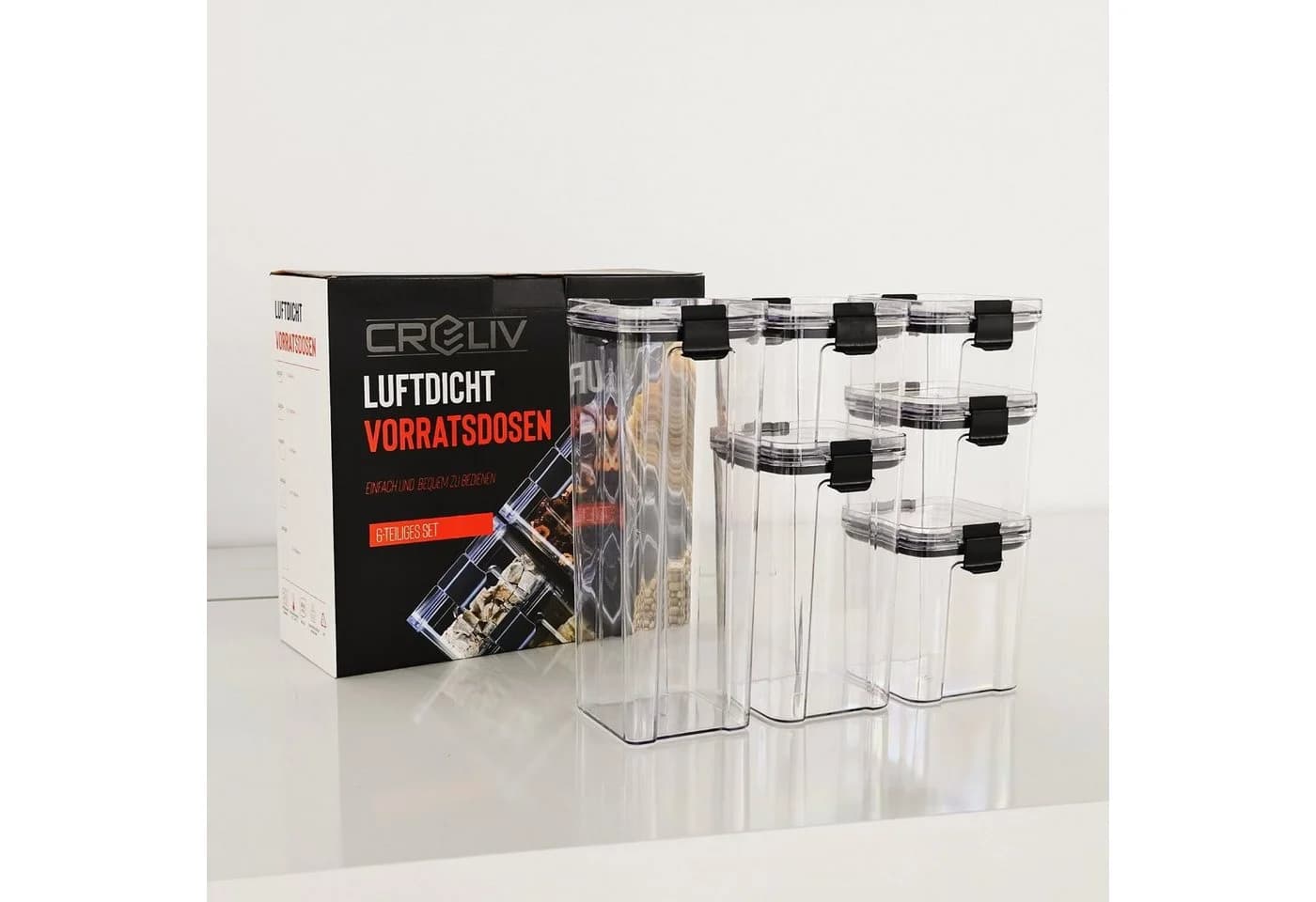 Creliv Vorratsdosen 6er-Set Luftdicht Stapelbar BPA-frei Transparent