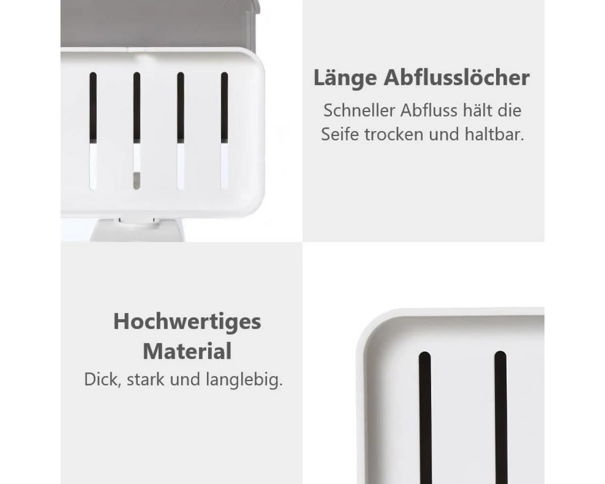 Creliv Seifenablage mit Tropfschale Weiß/Grau Ohne Bohren - Bild 5