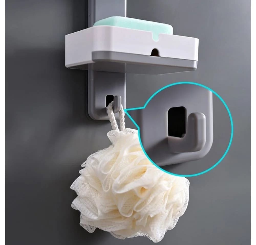 Creliv Seifenablage Doppelschicht Seifenschale, ohne Bohren, WC-Deckelheber als GRATIS, 1-St., mit Wassertropfhalter - Bild 4