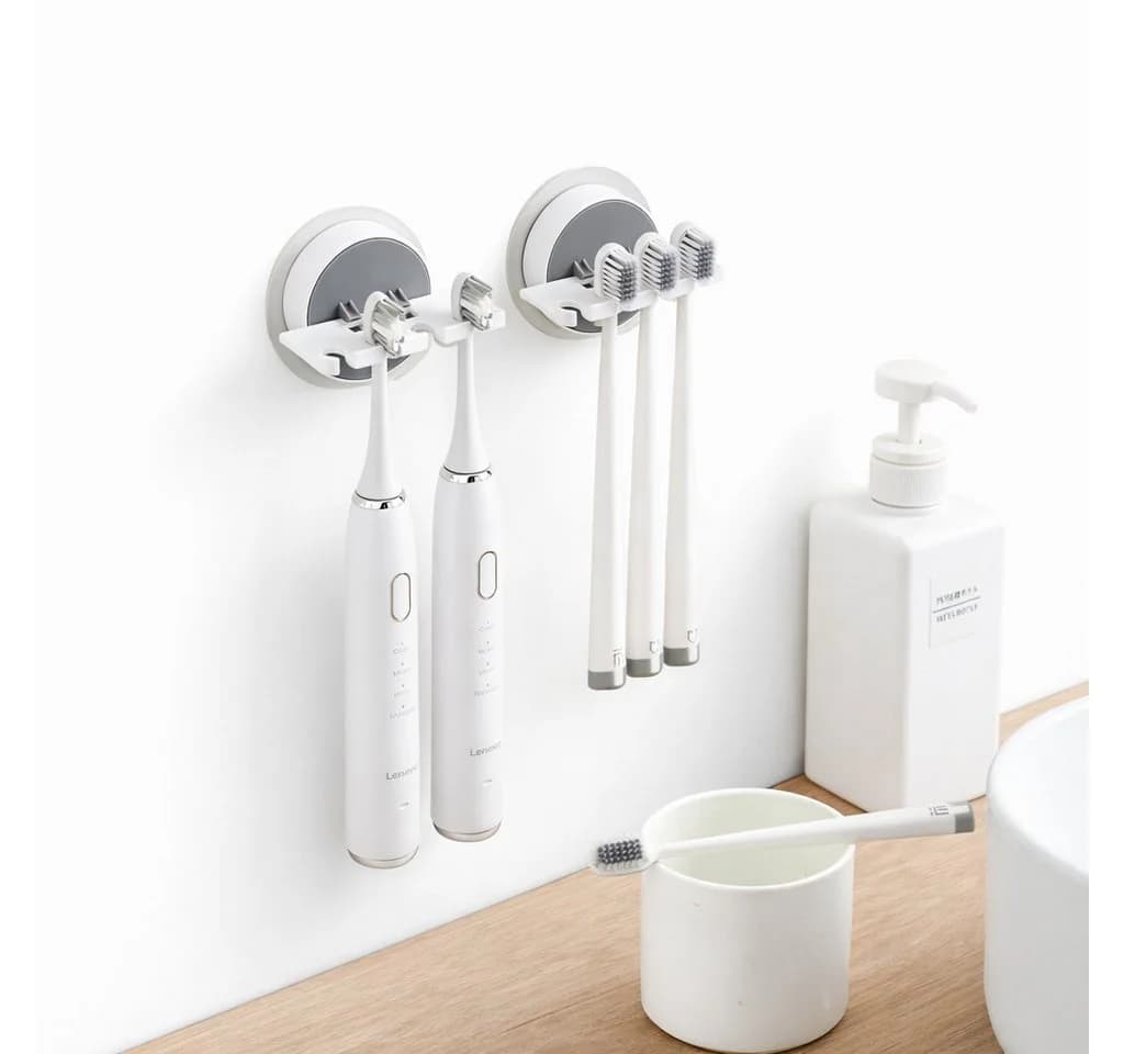 Creliv Zahnbürstenhalter Selbstklebend 2er Set Grau Wandhalter Ohne Bohren - Bild 2