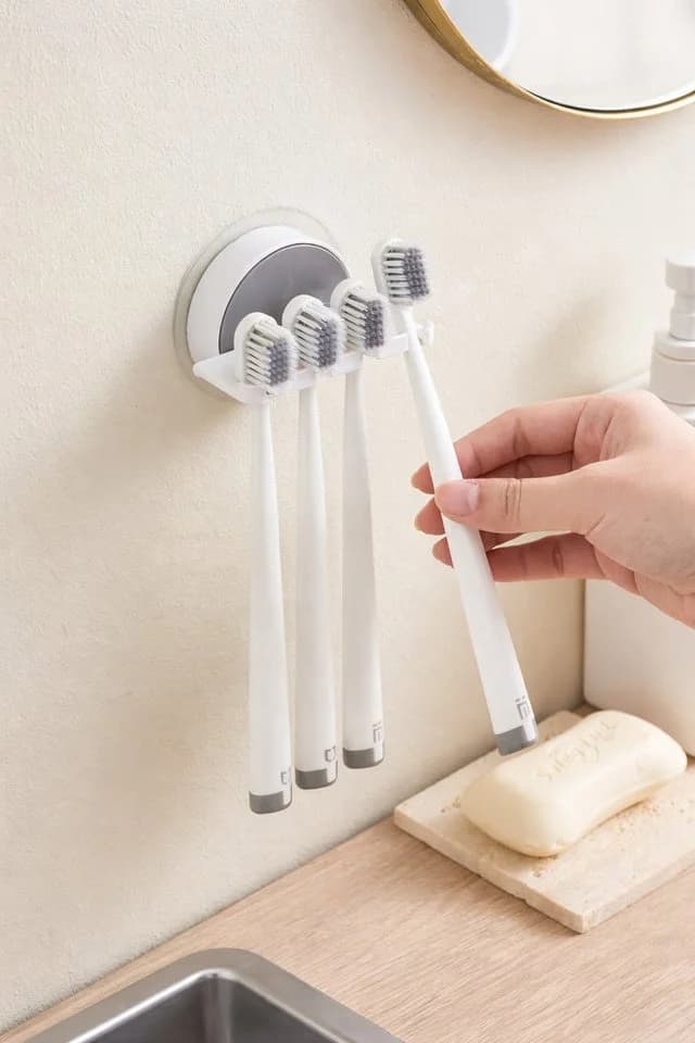 Creliv Zahnbürstenhalter Selbstklebend 2er Set Grau Wandhalter Ohne Bohren - Bild 4