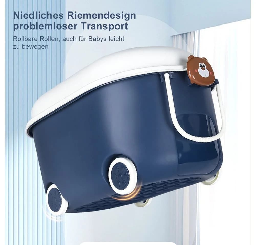Creliv Spielzeugtruhe 3er Set Blau/Rosa Stapelbar mit Rollen - Bild 3
