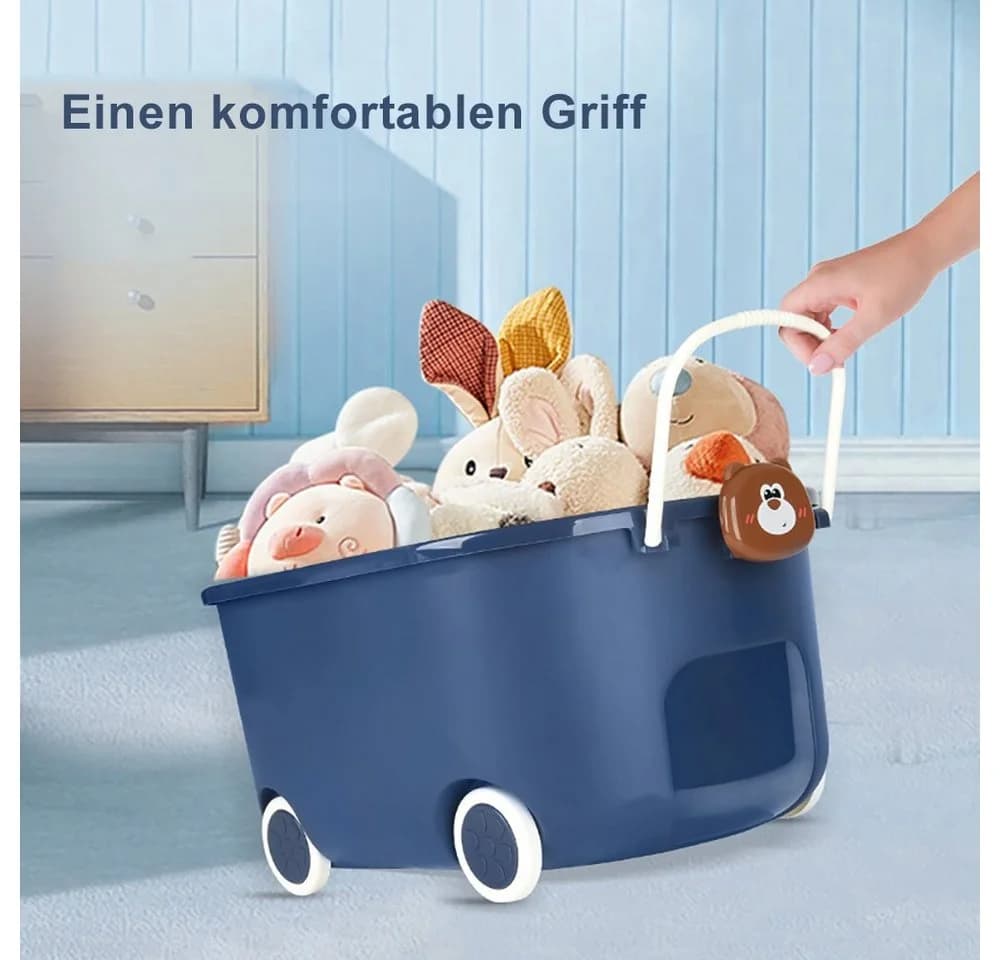 Creliv Spielzeugtruhe 3er Set Blau/Rosa Stapelbar mit Rollen - Bild 4