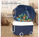 Creliv Spielzeugtruhe 3er Set Blau/Rosa Stapelbar mit Rollen Bild 5