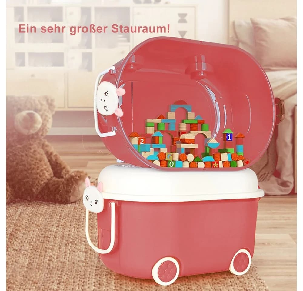 Creliv Spielzeugtruhe 3er Set Stapelbare Kisten mit Deckel Blau/Rosa - Bild 5