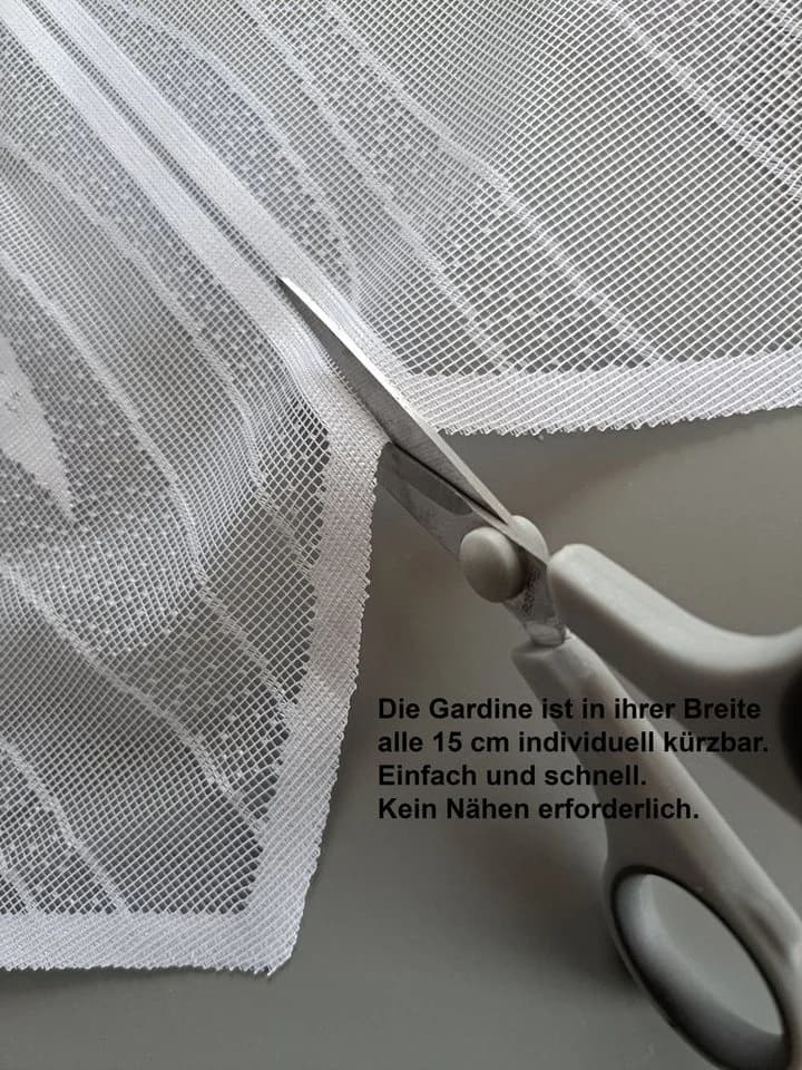 dekondo Scheibengardine Swing mit Blattmuster Weiss Kurzstore - Bild 4