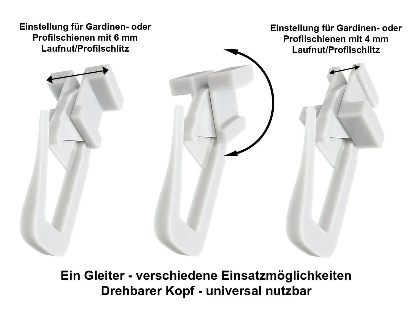 dekondo Gardinengleiter Duo X-Gleiter Universalgleiter Faltengleiter - Bild 3