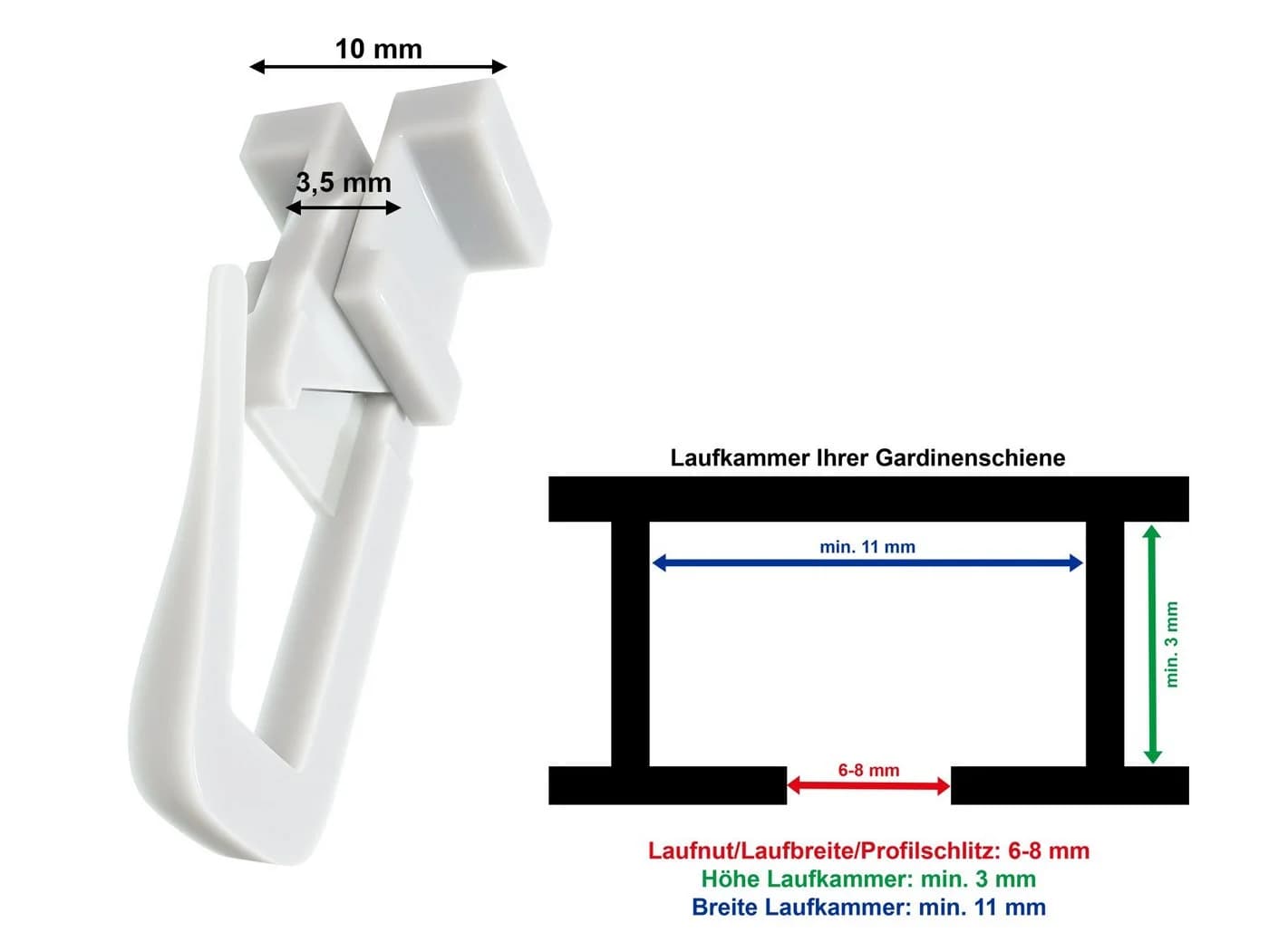 dekondo Gardinengleiter Duo X-Gleiter Universalgleiter Faltengleiter - Bild 5