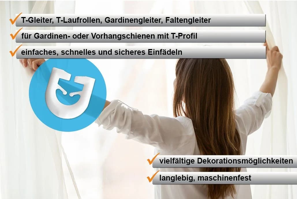 dekondo Gardinengleiter T-Gleiter 100er Set Kunststoff