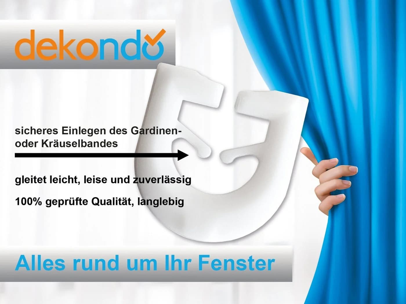 dekondo Gardinengleiter T-Gleiter 100er Set Kunststoff - Bild 4