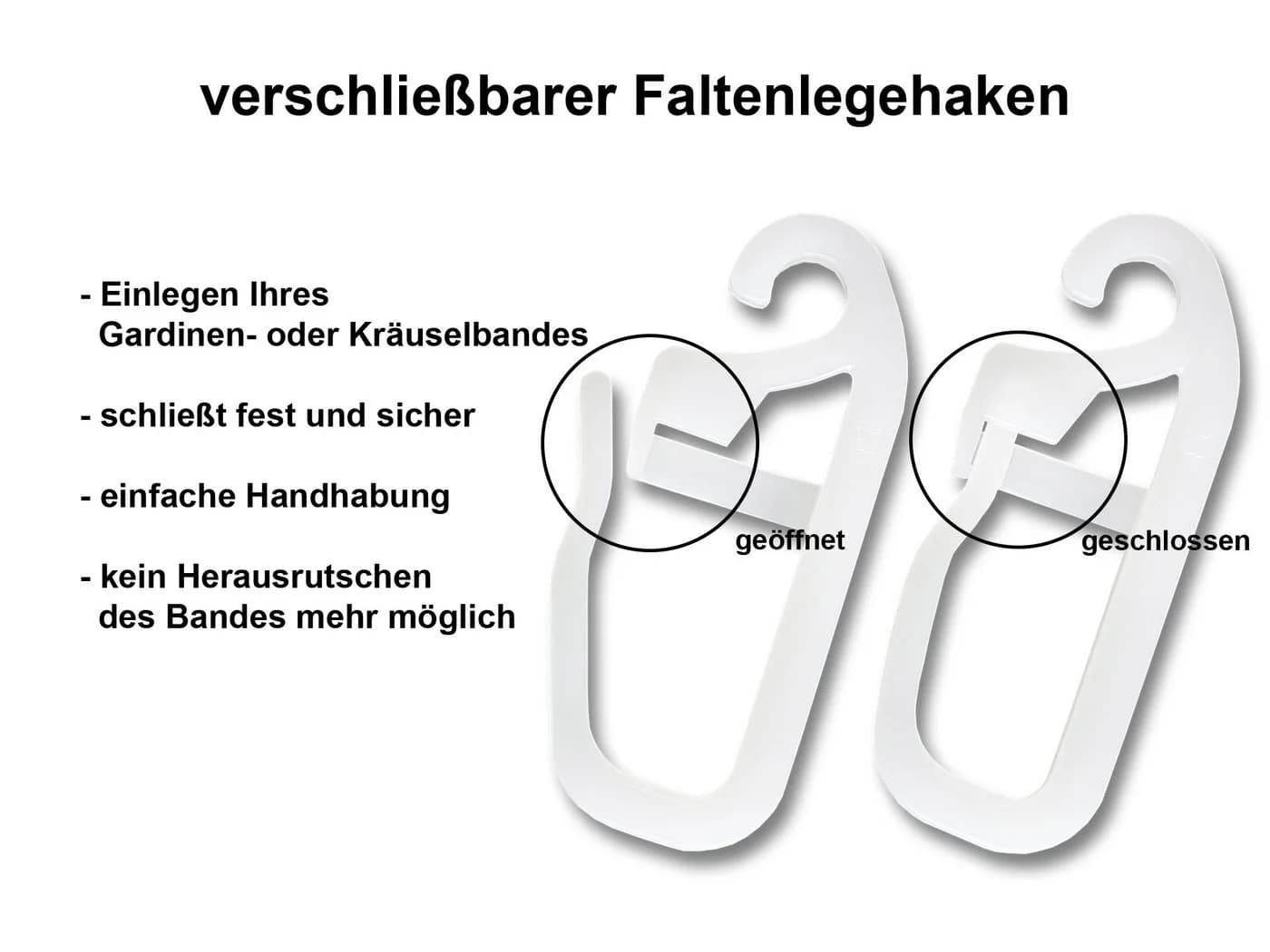 dekondo Gardinenhaken Faltenhaken, Überklipshaken, 100-Stück - Bild 4