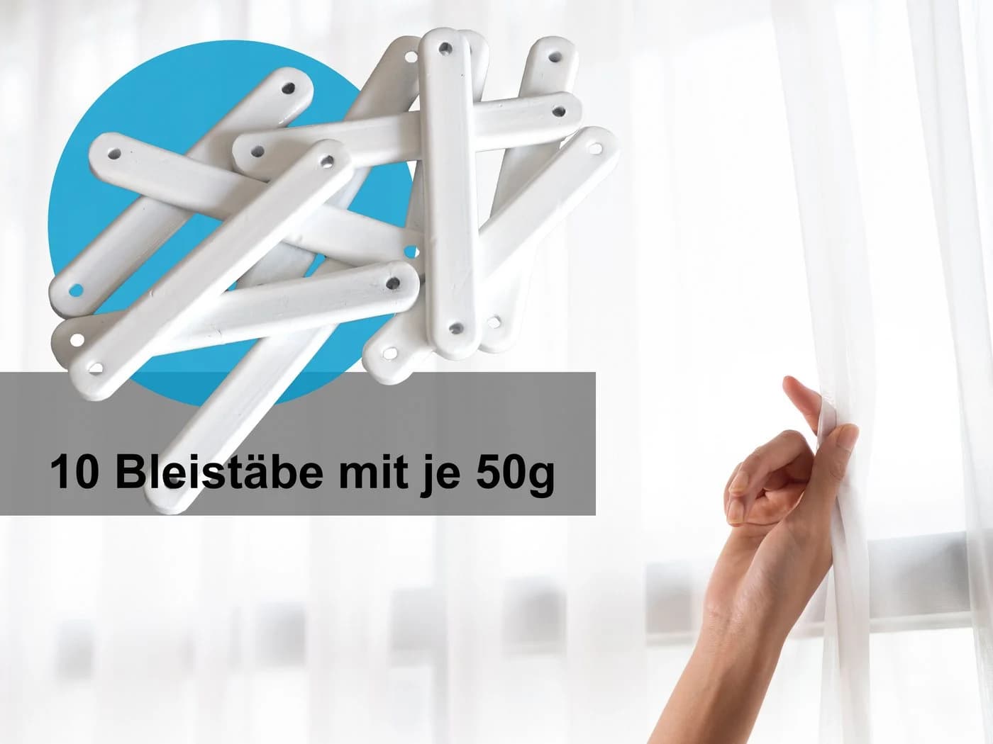 dekohaken24.de Bleistäbchen 10-tlg. Beschwerung für Gardinen - Bild 2